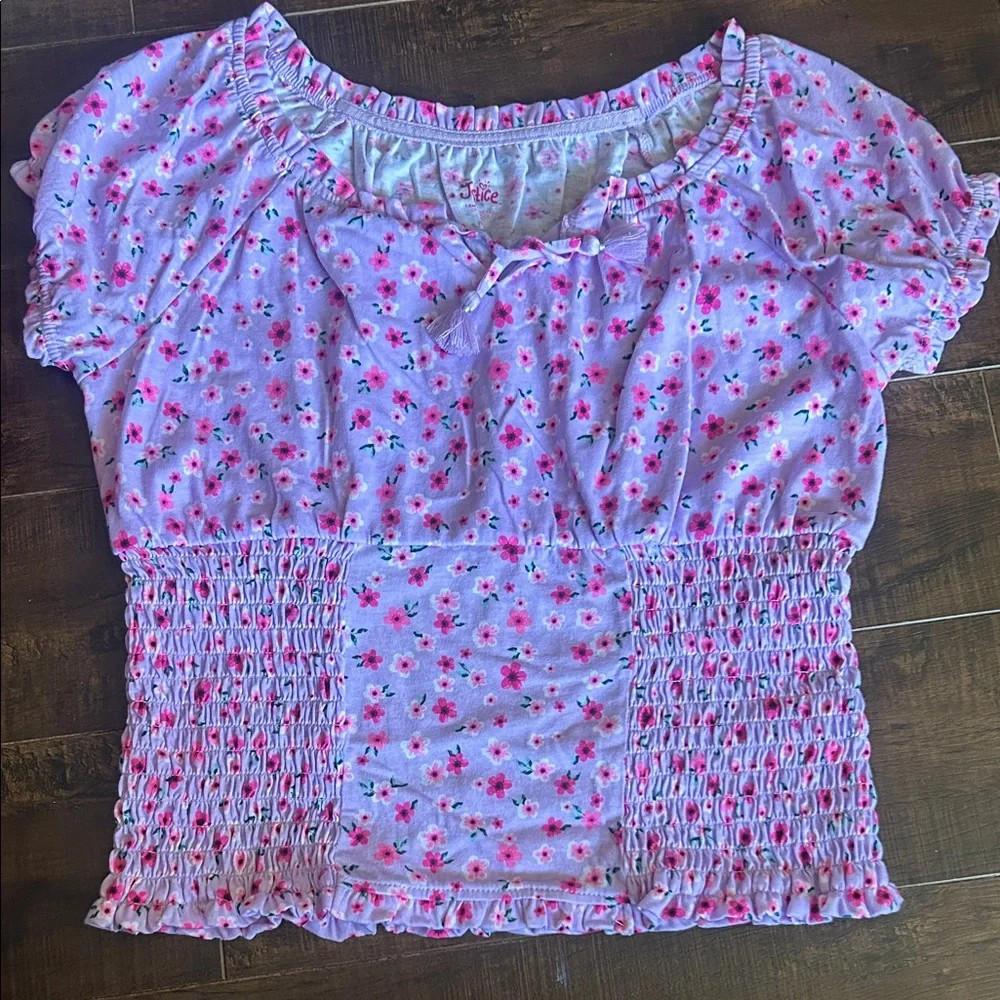 Girls Floral Smocked Pink top & Blue Argyle  Top - 2-Pack